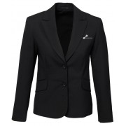 Ladies Plain Mid Length Jacket (Black) with white logo